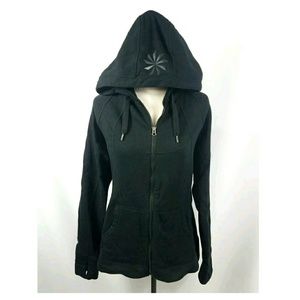 NWOT ATHLETA Black Hooded Sweatshirt Jacket Large